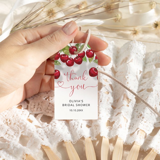 Étiquettes-cadeau Merci de Fête des mariées cerise (Créateur téléchargé)