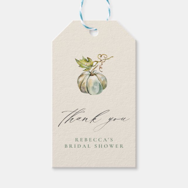 Étiquettes-cadeau Merci de Fête des mariées Citrouille de calligraph (Devant)
