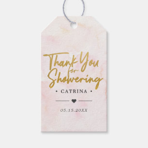 Étiquettes-cadeau Merci de Fête des mariées d'aquarelle rose vif