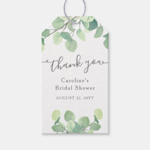 Étiquettes-cadeau Merci de Fête des mariées Eucalyptus vert moderne