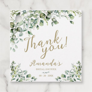 Étiquettes Cadeau Merci de Fête des mariées Gold Greenery