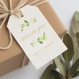 Étiquettes-cadeau Merci de Fête des mariées Mariage vert et or
