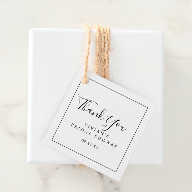 Étiquettes Cadeau Merci de Fête des mariées minimal (En situation)