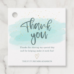 Étiquettes Cadeau Merci de Fête des mariées Turquoise Gold