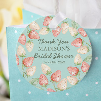Étiquettes Cadeau Merci de Fête des mariées verte à la fraise