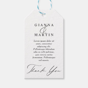 Étiquettes-cadeau Merci de fin de semaine Mariage moderne