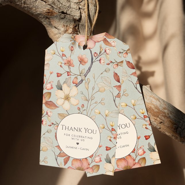 Étiquettes-cadeau Merci de Fleur sauvage vert Boho Sage personnalisé (Créateur téléchargé)