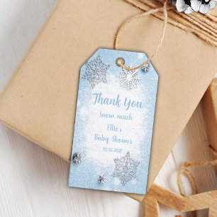 Étiquettes-cadeau Merci de flocons de neige modifiable Tags pour béb
