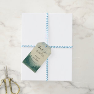 Étiquettes-cadeau Merci de forêt de pins d'aquarelle mariage
