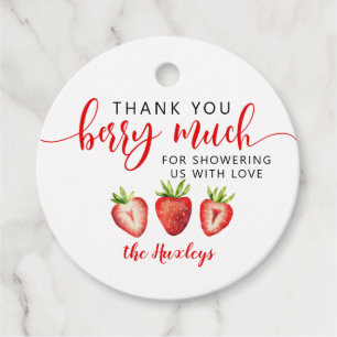 Étiquettes Cadeau Merci de fraise doux Berry Beaucoup de Baby shower