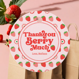 Étiquettes Cadeau Merci de fraise rose mignonne Berry beaucoup