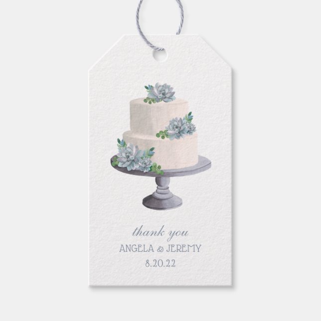 Étiquettes-cadeau Merci de gâteau Mariage Succulent pourpre (Devant)
