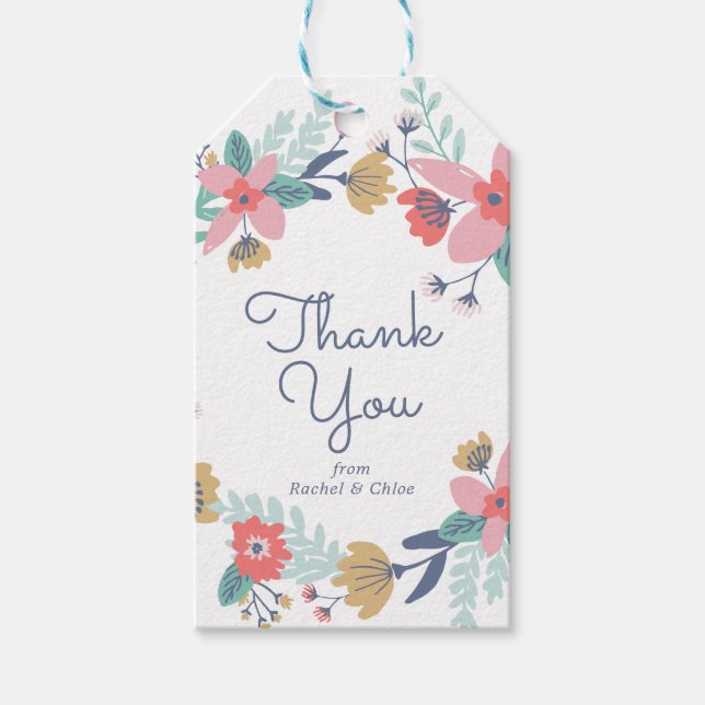 Étiquettes-cadeau Merci de jardin Wreath (Devant)