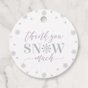 Étiquettes Cadeau Merci de la fête Silver & Purple Winter Wonderland