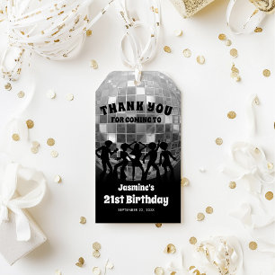 Étiquettes-cadeau Merci de la Parties scintillant d'argent Disco des
