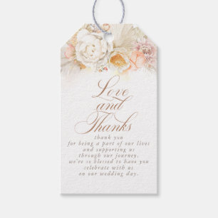 Étiquettes-cadeau Merci de laiton doux et floral Pampas