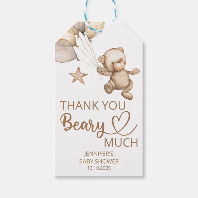 Étiquettes-cadeau Merci de l'ours en peluche (Devant)