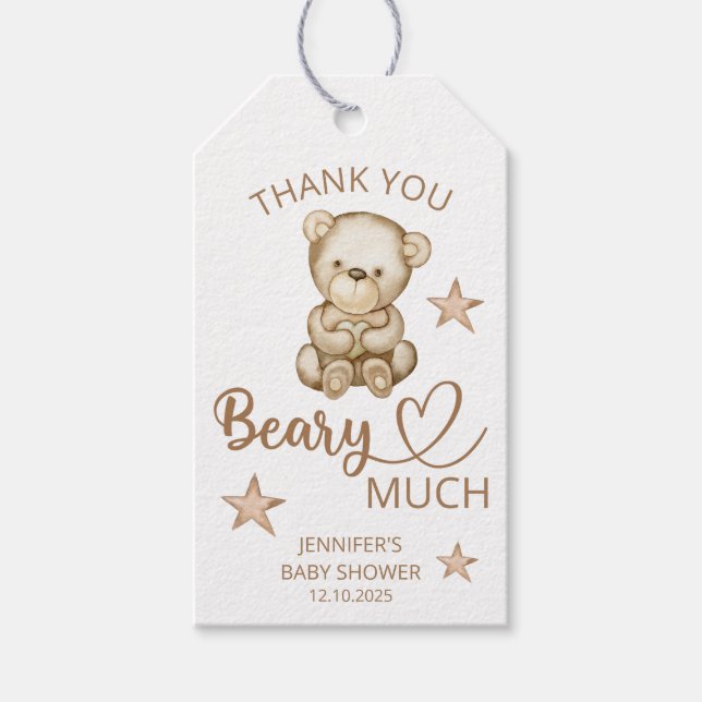 Étiquettes-cadeau Merci de l'ours en peluche (Devant)