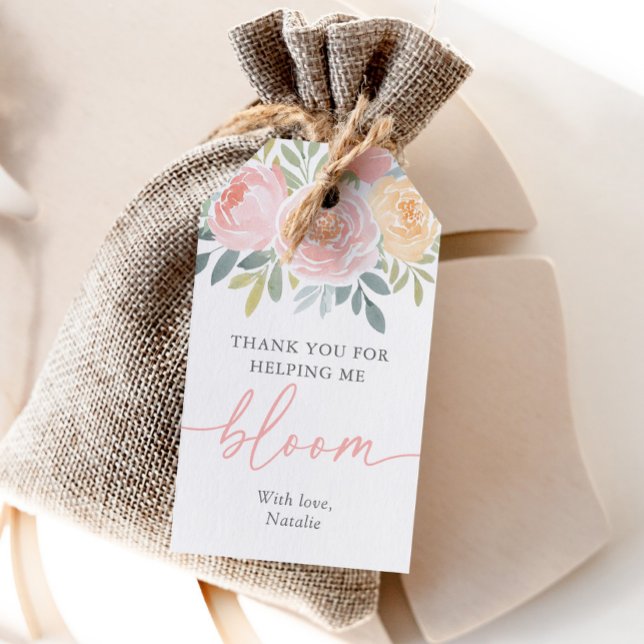 Étiquettes-cadeau Merci de m'aider Bloom Appréciation de l'enseignan (Créateur téléchargé)