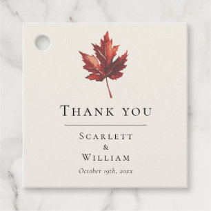 Étiquettes Cadeau Merci de Mariage à feuilles de chute minimes