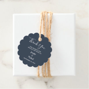 Étiquettes Cadeau Merci de mariage campagnard bleu marine rustique