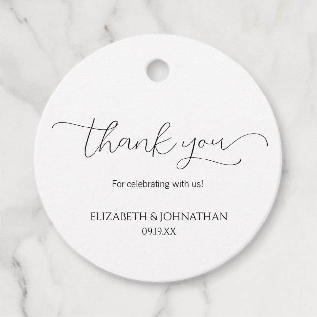 Étiquettes Cadeau Merci de Mariage de script minimal simple (Devant)