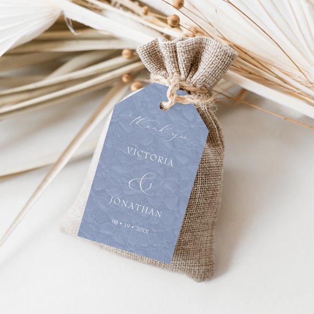 Étiquettes-cadeau Merci de Mariage Floral bleu (Créateur téléchargé)