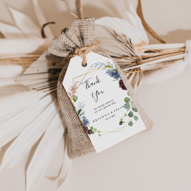 Étiquettes-cadeau Merci de Mariage géométrique de Bourgogne (Créateur téléchargé)