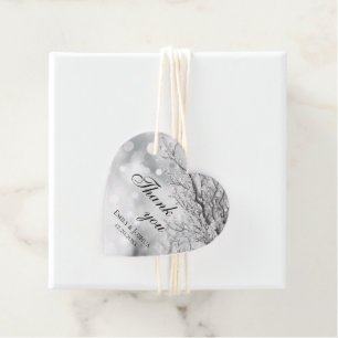Étiquettes Cadeau Merci de mariage hivernal et neige mousseuse
