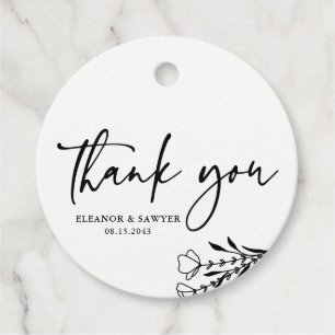 Étiquettes Cadeau Merci de Mariage minimaliste noir