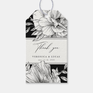 Étiquettes-cadeau Merci de Mariage noir blanc élégant