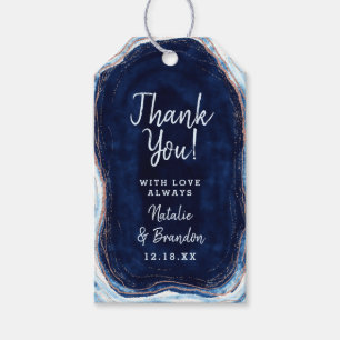 Étiquettes-cadeau Merci de Mariage Rose d'or Sapphire Blue