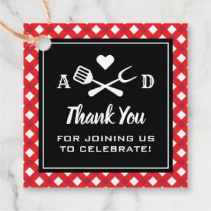 Étiquettes Cadeau Merci de Mariage Rustique Red En vichy BBQ