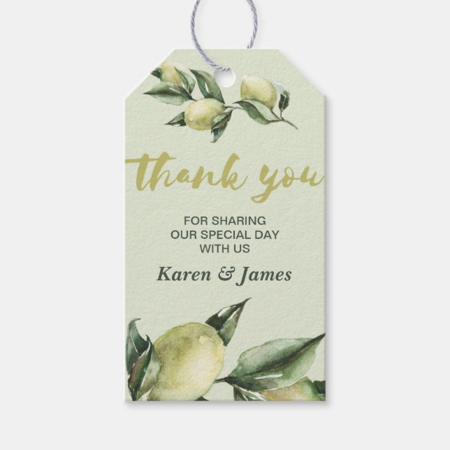 Étiquettes-cadeau Merci de mariage toscan Olive Garden (Devant)