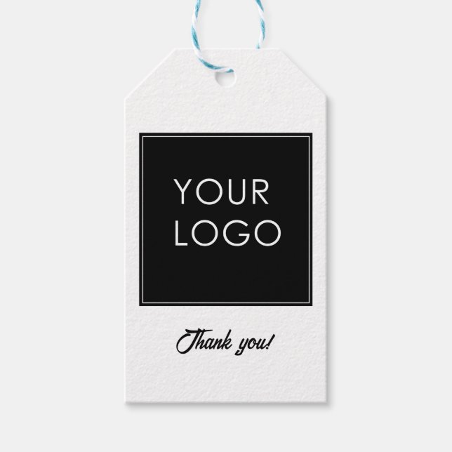 Étiquettes-cadeau Merci de marque Logo d'entreprise simple (Devant)