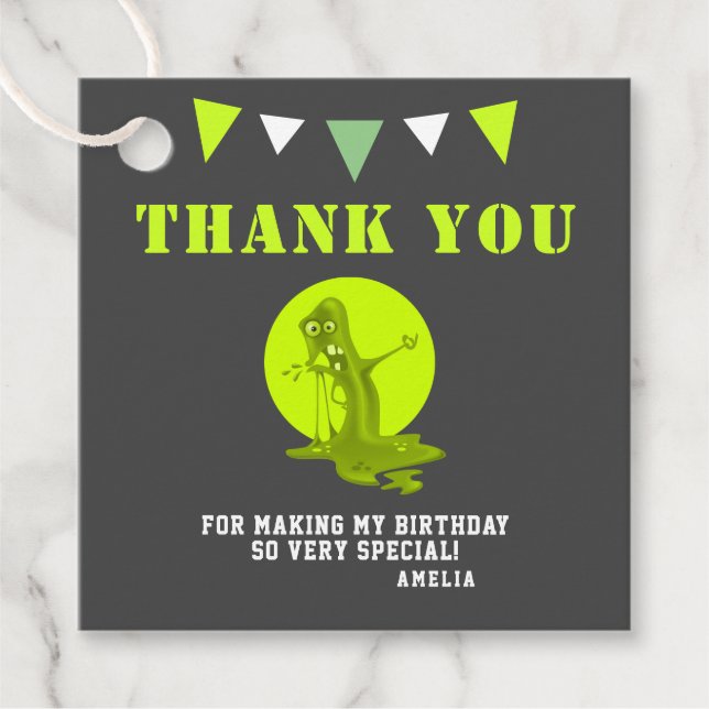 Étiquettes Cadeau Merci de monstre mince moderne (Devant)