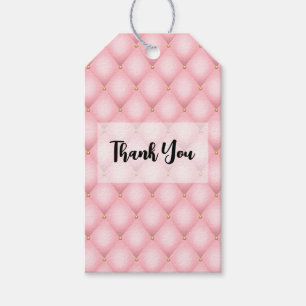 Étiquettes-cadeau Merci de Motif de luxe rose Tufted Diamond