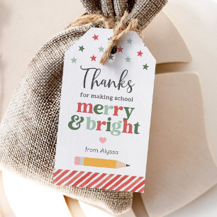 Étiquettes-cadeau Merci de rendre l'école joyeuse et lumineuse pour