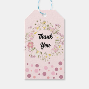 Étiquettes-cadeau Merci de ruban à fibre rose modifiable