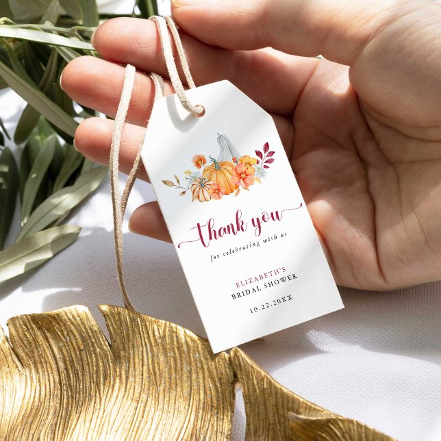 Étiquettes-cadeau Merci de script du Citrouille Fête des mariées d'a (Créateur téléchargé)