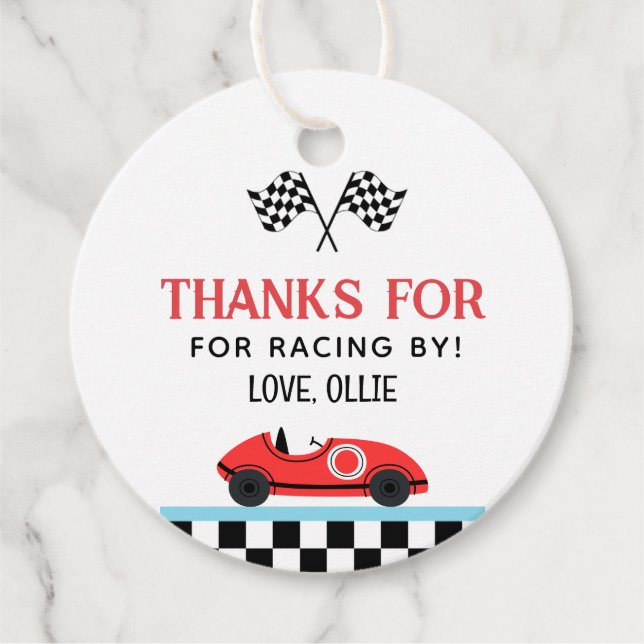 Étiquettes Cadeau Merci De Voiture Rouge Race Pour Racin By (Devant)