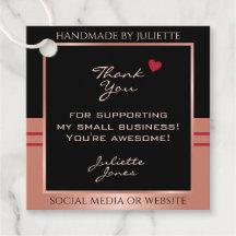 Merci d'emballage en or noir et Rose