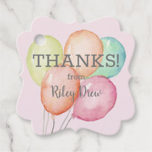 Étiquettes Cadeau Merci des ballons aquarelles