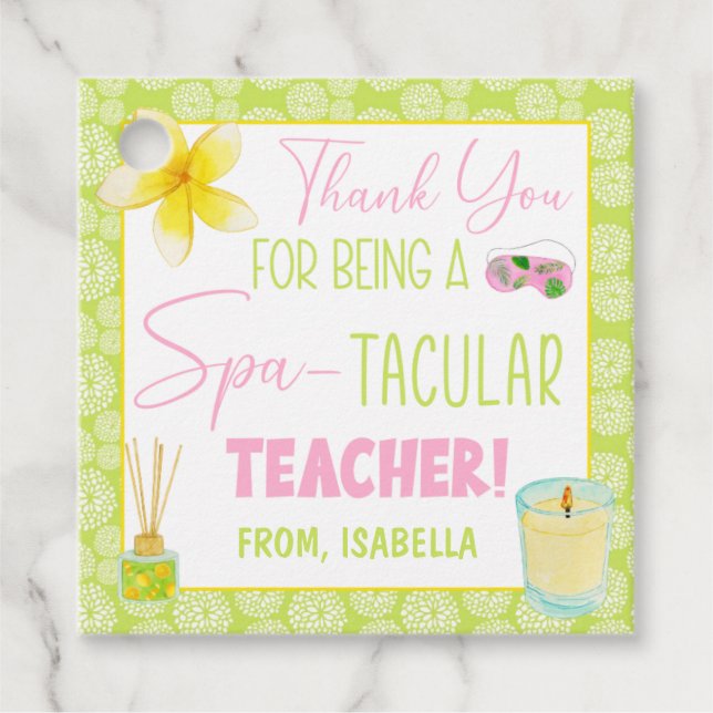Étiquettes Cadeau Merci d'être un enseignant Spa-enseignant (Devant)