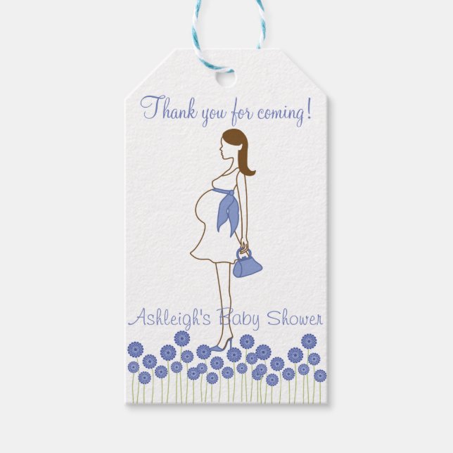 Étiquettes-cadeau Merci D'Être Venu ! Baby shower en silhouette bleu (Devant)