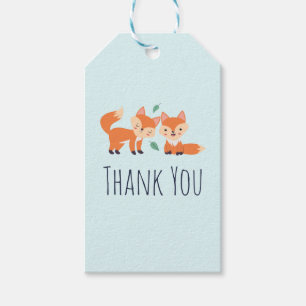Étiquettes-cadeau Merci d'illustration graphique de renards orange m