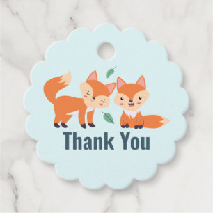 Étiquettes Cadeau Merci d'illustration graphique de renards orange m