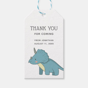 Étiquettes-cadeau Merci Dinosaure   Anniversaire Triceratops Dino