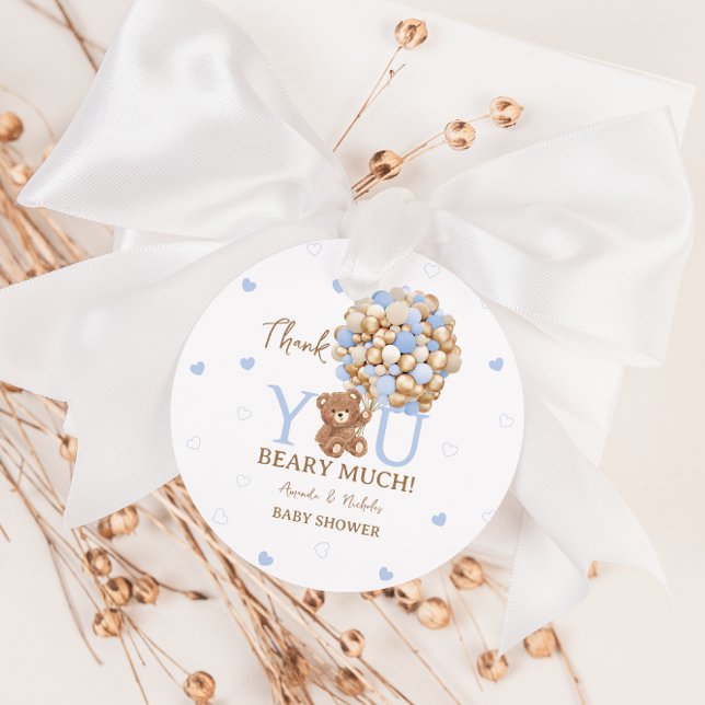 Étiquettes Cadeau Merci d'ours bleu beaucoup (Créateur téléchargé)
