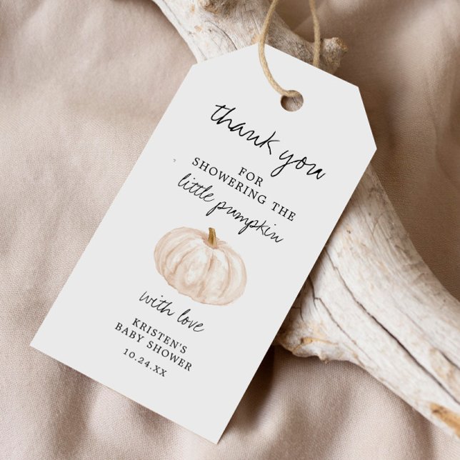 Étiquettes-cadeau Merci du Baby shower de l'automne du petit Citroui (Créateur téléchargé)